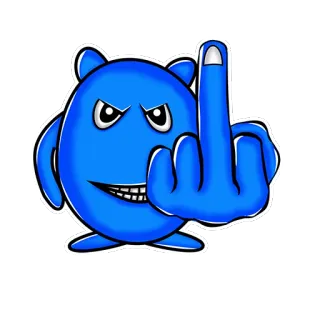 🖕 3588d781 Kartun, Jari tengah, Ofensif, Gestur, Biru, Karakter telegram sticker