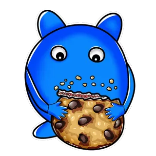 🍪 386461cd kue kering, monster, biru, makan, kartun, makanan, manis telegram sticker