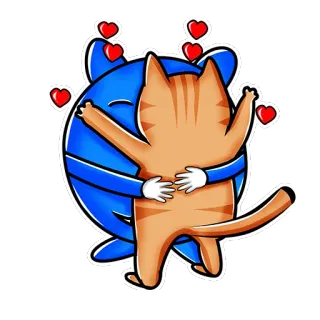 🙃 561715b9 kucing, peluk, cinta, hati, binatang, lucu, kasih sayang, persahabatan telegram sticker