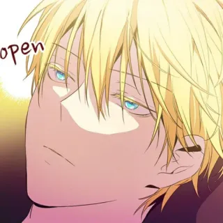 ✨ b6676ece open animé, blond, homme, portrait, yeux telegram sticker