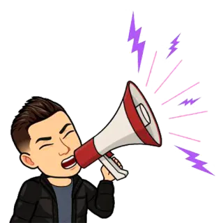 🤬 25eab34d 扩音器, 喊叫, 卡通, Bitmoji, 沟通, 公告 telegram sticker