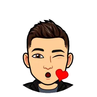 🧡 71d0b165 bitmoji, 卡通, 头像, 眨眼, 爱, 心 telegram sticker
