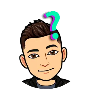 ❓ 7c8330c7 bitmoji, 问号, 卡通, 头像, 人物, 数字艺术 telegram sticker