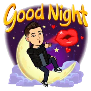 😴 d1534757 Good Night 晚安, 月亮, 星星, 卡通, 嘴唇, 问候, 睡眠 telegram sticker