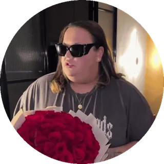 🌟 6650950d donna, occhiali da sole, rose, fiori, bouquet, regali telegram sticker