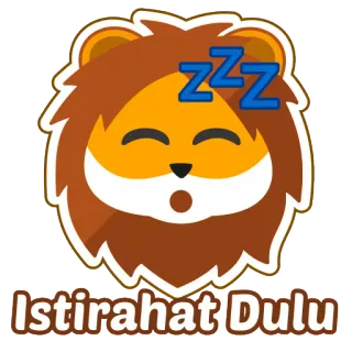 😴 0c4ec256 Istirahat Dulu lew, śpiący, zz, zmęczony, odpoczynek, drzemka, zwierzę whatsapp sticker