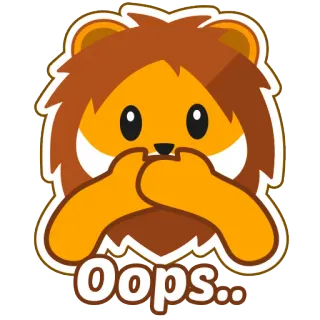 🙊 208340e4 Oops.. ups, błąd, przepraszam, lew, kreskówka, słodki, zwierzę whatsapp sticker