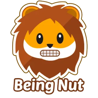 😬 389c1d32 Being Nut lew, kreskówka, zwierzę, słodki, śmieszny, istota, orzech whatsapp sticker