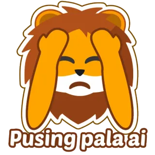 🤕 402c3c24 Pusing pala ai lew, zdezorientowany, zdenerwowany, kreskówka, emoji, malajski, indonezyjski whatsapp sticker