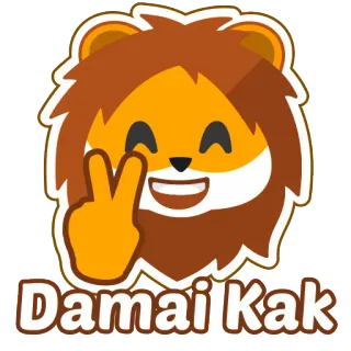 ✌ 4a4e5641 Damai Kak lew, pokój, kreskówka, zwierzę, przyjazny, pokój whatsapp sticker