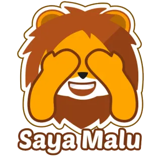 🙈 4b0cc450 Saya Malu lew, nieśmiały, zawstydzony, Saya Malu, zwierzę, kreskówka whatsapp sticker