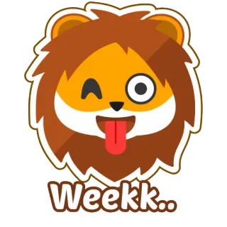 😜 5c640b04 Weekk.. lew, zwierzę, kreskówka, słodki, śmieszny, tydzień whatsapp sticker