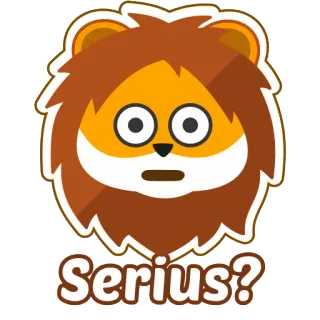 😳 67937e3c Serius? lew, zwierzę, kreskówka, pytanie, poważny, śmieszny, naklejka whatsapp sticker