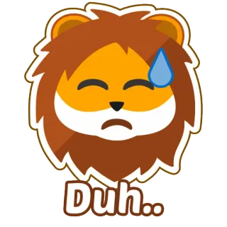 😓 81c1578c Duh.. lew, no duh, emoji, kreskówka, zwierzę whatsapp sticker