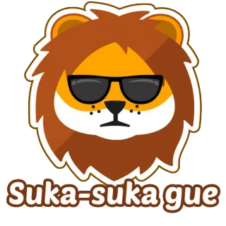 😎 86dc53ce Suka-suka gue lew, okulary przeciwsłoneczne, kreskówka, zwierzę, fajny, emoji whatsapp sticker