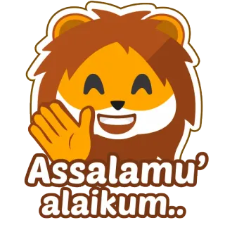 🖐 88d9ff5f Assalamu'alaikum.. powitanie, muzułmanin, islam, pokój, lew, kreskówka whatsapp sticker