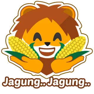 🌽 f6cb9e92 Jagung.. Jagung.. kukurydza, lew, zwierzę, jedzenie, rolnictwo, emoji whatsapp sticker