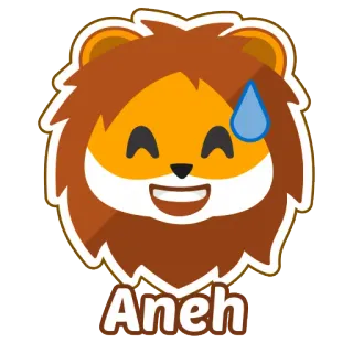 😅 f851ce67 Aneh lew, kreskówka, emoji, zwierzę, kropla potu whatsapp sticker