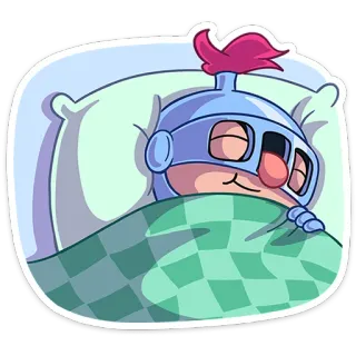 😴 942911a1 นอนหลับ, อัศวิน, หมวกกันน็อค, เตียง, หมอน, ผ้าห่ม telegram sticker