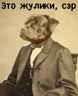 🥸 af3953ef это жулики, сэр dog, vintage, suit, animal, funny, humor, dog in suit telegram sticker