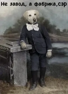 🏭 d5a8e94d Не завод, а фабрика, сэр dog, anthropomorphic, vintage, suit, humor, Russian telegram sticker