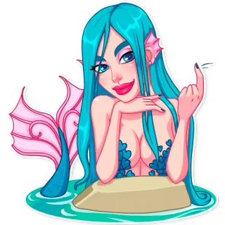 😏 6d1be010 美人鱼, 卡通, 幻想, 海, 角色 telegram sticker