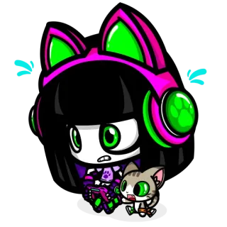 👾 89af1390 만화, 고양이, 애니메이션, 귀여운, 헤드폰, 애완 동물 telegram sticker