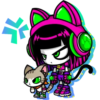 😡 9ff18ffb 만화, 고양이, 헤드폰, 애니메이션, 새끼 고양이 telegram sticker