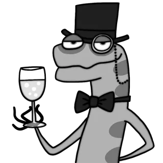 🧐 77cabd9c 蜥蜴, 单片眼镜, 高顶礼帽, 领结, 葡萄酒杯, 时尚, 卡通 whatsapp sticker