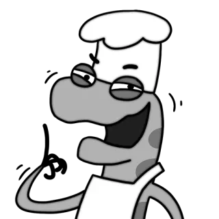 ☝️ e4f4175d 蜥蜴, 厨师, 厨师, 卡通, 动物, 厨房, 爬行动物, 帽子 whatsapp sticker