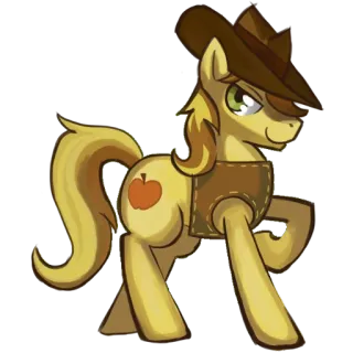 😉 0685e13c Applejack My Little Pony pônei, Applejack, desenho animado, equino, chapéu de cowboy, animal telegram sticker