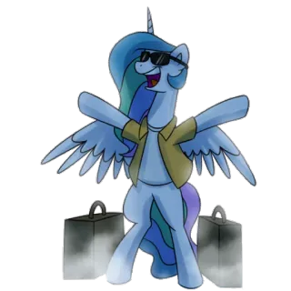 😎 5db0d0b3 pônei, desenho animado, óculos de sol, ilustração, personagem telegram sticker