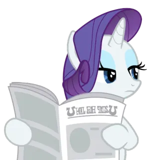 📰 74ea2292 Rarity My Little Pony THE DAILY HOOF Pônei, Unicórnio, Lendo, Jornal, Rarity, My Little Pony telegram sticker
