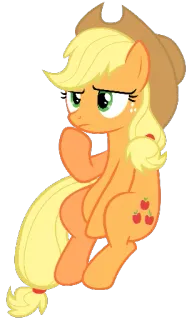 😮 f2347349 Applejack My Little Pony pônei, desenho animado, maçã, triste, sentado telegram sticker
