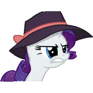 😠 f41e8aff Rarity My Little Pony pônei, fedora, desenho animado, Rarity, My Little Pony, chapéu telegram sticker