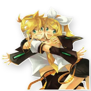 ✌️ 3180208e Kagamine Rin and Len Vocaloid anime, vocaloid, kagamine, rin, len, duo, siblings whatsapp sticker