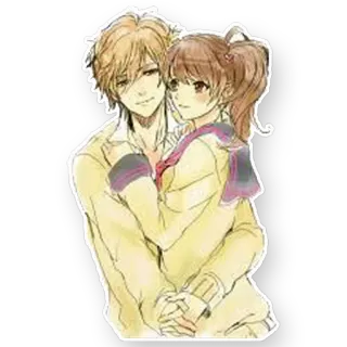 🤗 653a1a88 anime, couple, hug, romance, cartoon, manga whatsapp sticker