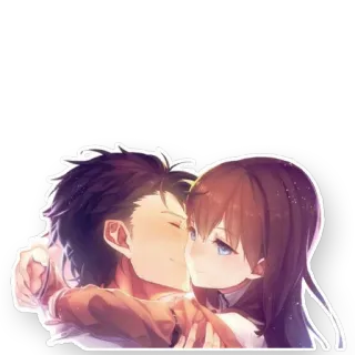 😘 7617cc7b anime, couple, romance, kiss, love whatsapp sticker