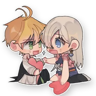 😍 99e31d63 Meliodas and Elizabeth Liones Seven Deadly Sins anime, couple, love, cute, fantasy whatsapp sticker