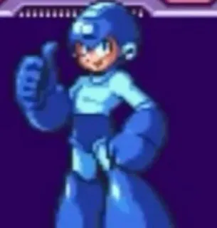 👍 73aa204d Mega Man video game, robot, biru, jempol ke atas, megaman whatsapp sticker