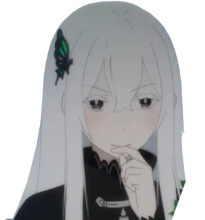😎 b47bb3e7 Echidna Re:Zero Anime, Penyihir, Rambut Putih, Kupu-kupu, Gadis whatsapp sticker