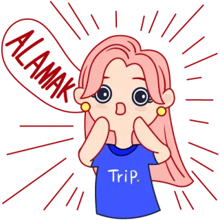 😧 656566fd Trip. 女孩, 卡通, 可爱, 旅行, 兴奋 telegram sticker