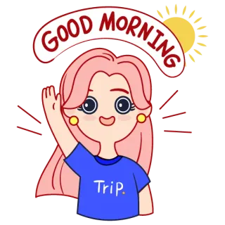 🌞 7796be18 GOOD MORNING 早上好, 问候, 太阳, 卡通, 挥手 telegram sticker