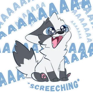 🐺 008b9d6f SCREECHING визжащий, мультик, животное, выражение, милый, анимированный telegram sticker