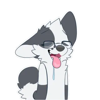 🤤 36e31445 Фурри, Животное, Собака, Мультфильм, Очки, Счастливый telegram sticker