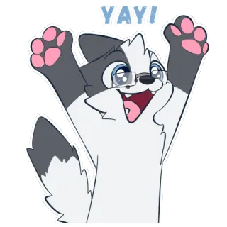 🙆 3f50619b YAY! собака, счастливый, праздник, ура, ликование, взволнованный, позитивный telegram sticker