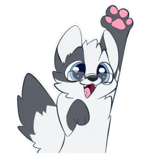 🙋 42587c9f животное, милый, мультяшный, наклейка, пушистый, машет telegram sticker