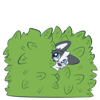 🌳 57c0e778 животное, мультфильм, куст, лиса, милый, игривый telegram sticker