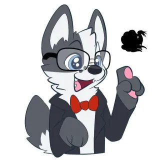 🦊 5c792c58 собака, бабочка, костюм, пушистый, очки, антропоморфный telegram sticker