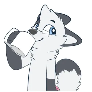 😏 80ba8f92 Волк, Фурри, Антропоморфный, Милый, Кружка, Пьющий, Мультфильм telegram sticker